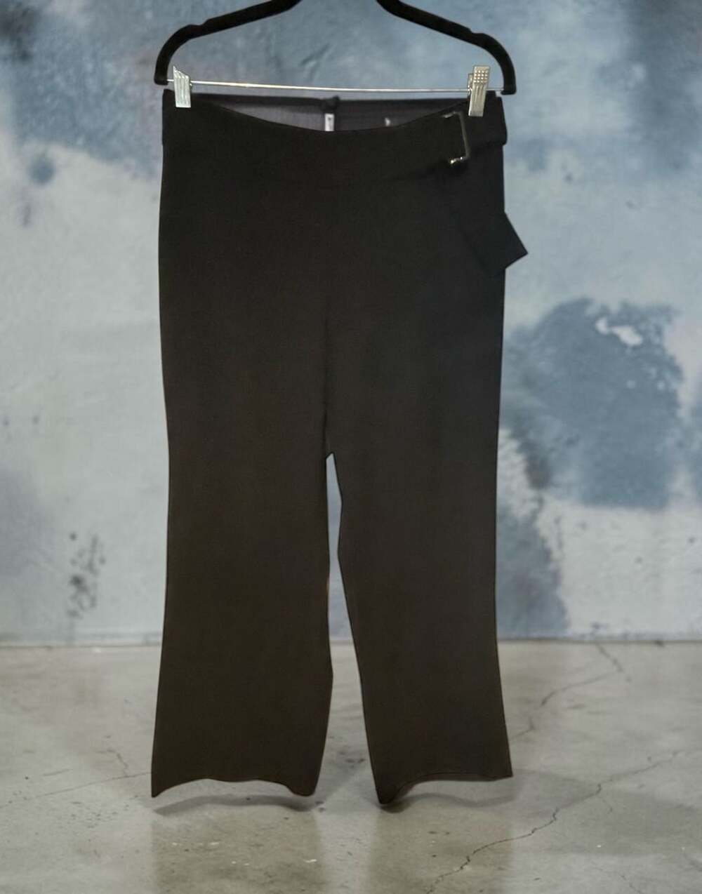 Cache Vintage Y2K Flare Pants Size 8 Black Polyester Trouser Buckle Accent